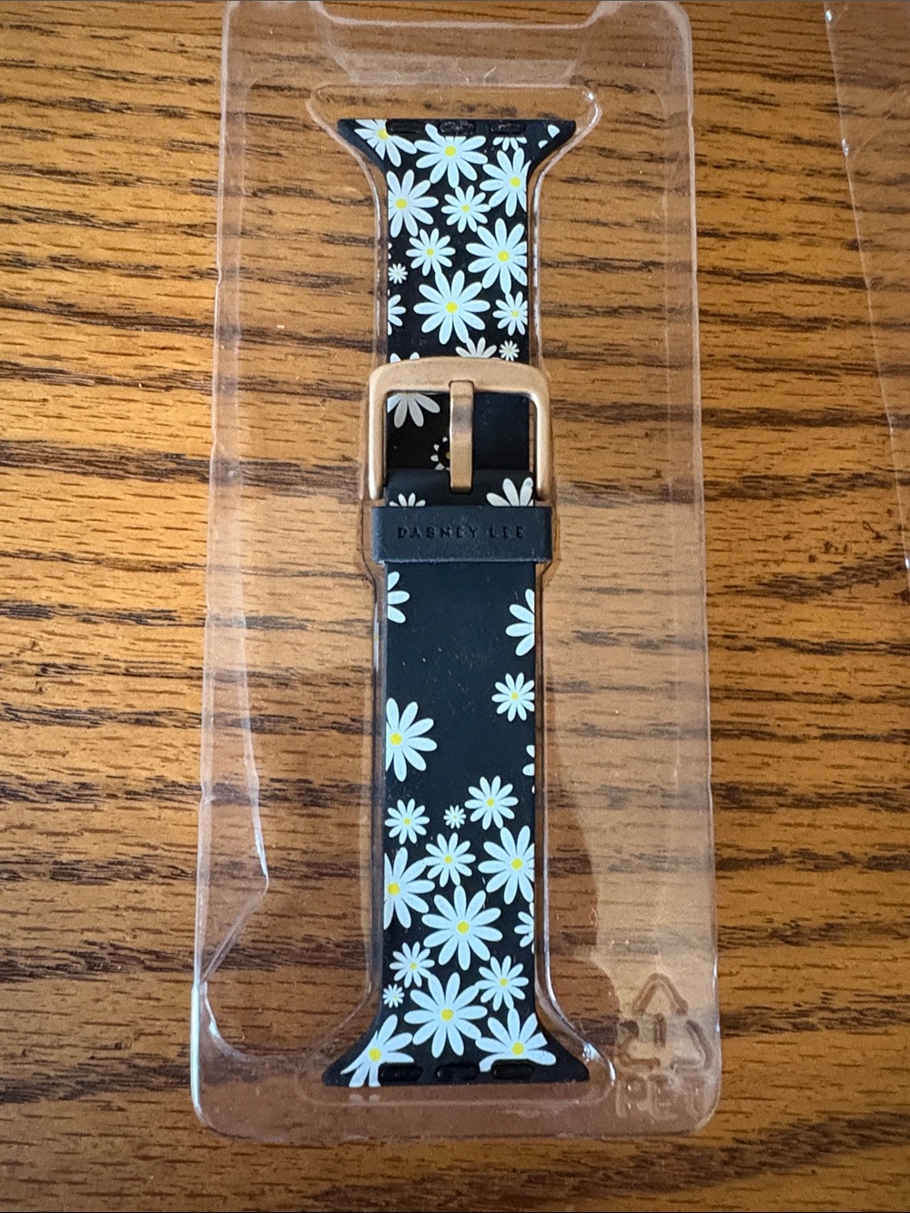 Dabney Lee Black Daisy Silicone Watch Band with Gold Buckle